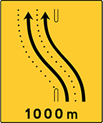 طريق منحرف على بعد 1000 متر